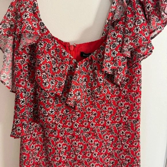 MARISSA WEBB Red Floral Ruffle Tiered Midi Dress - Picture 7 of 11